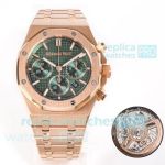 Swiss Replica Audemars Piguet Royal Oak Rose Gold 41mm Green Dial Cal.4401 Chronograph Watch 